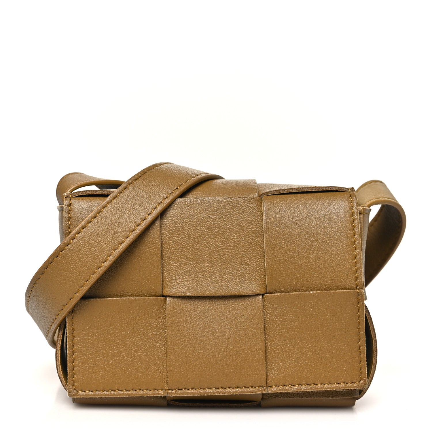 Lambskin Maxi Intrecciato Extra Mini Cassette Crossbody Bag Ochre