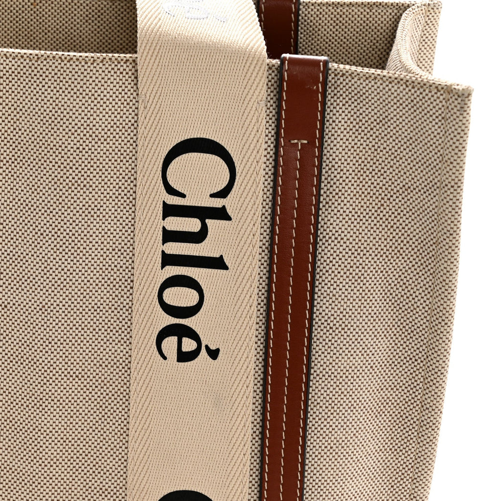 Cotton Calfskin Medium Woody Ribbon Tote White Brown