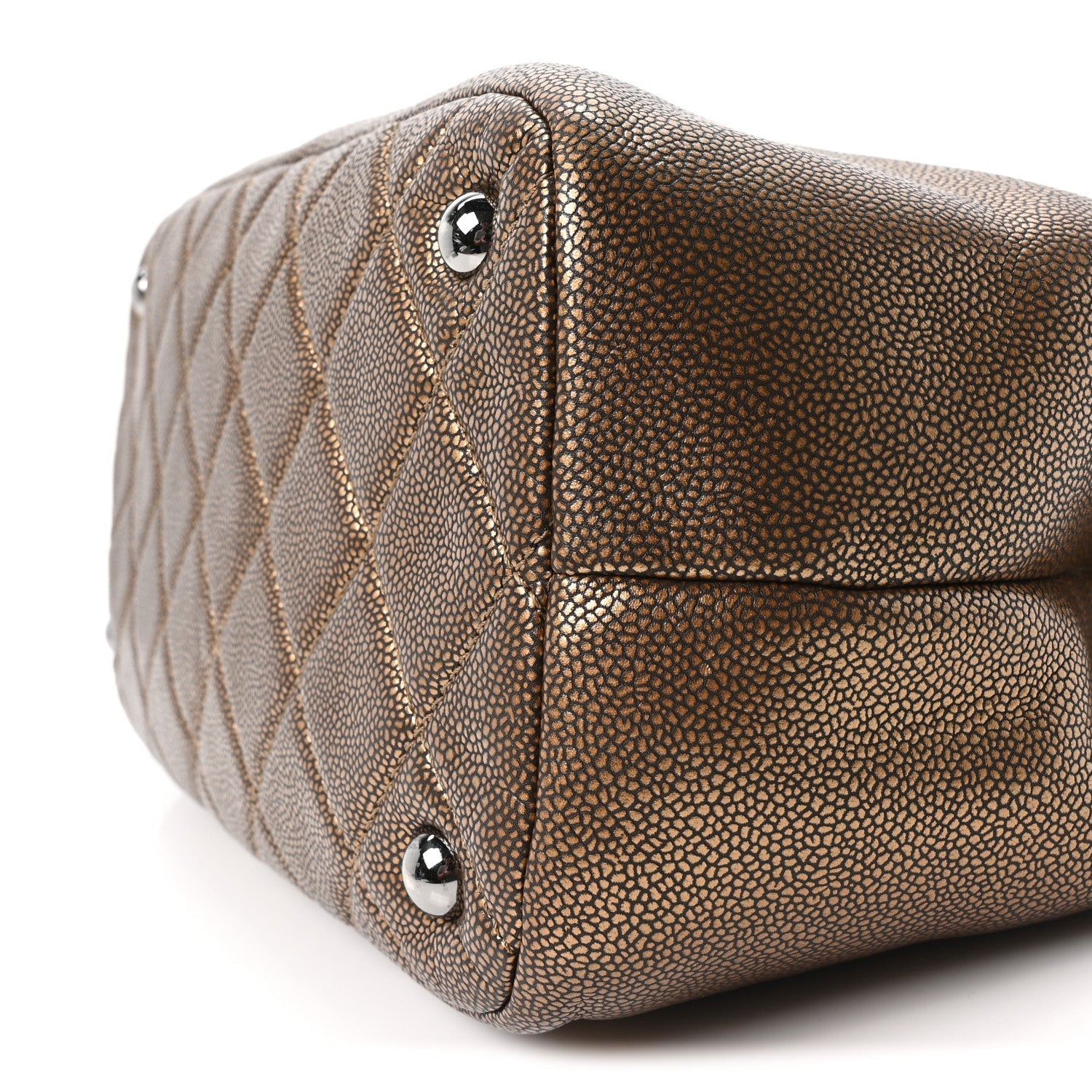 Metallic Caviar Quilted Large Timeless CC Soft Tote Bronze