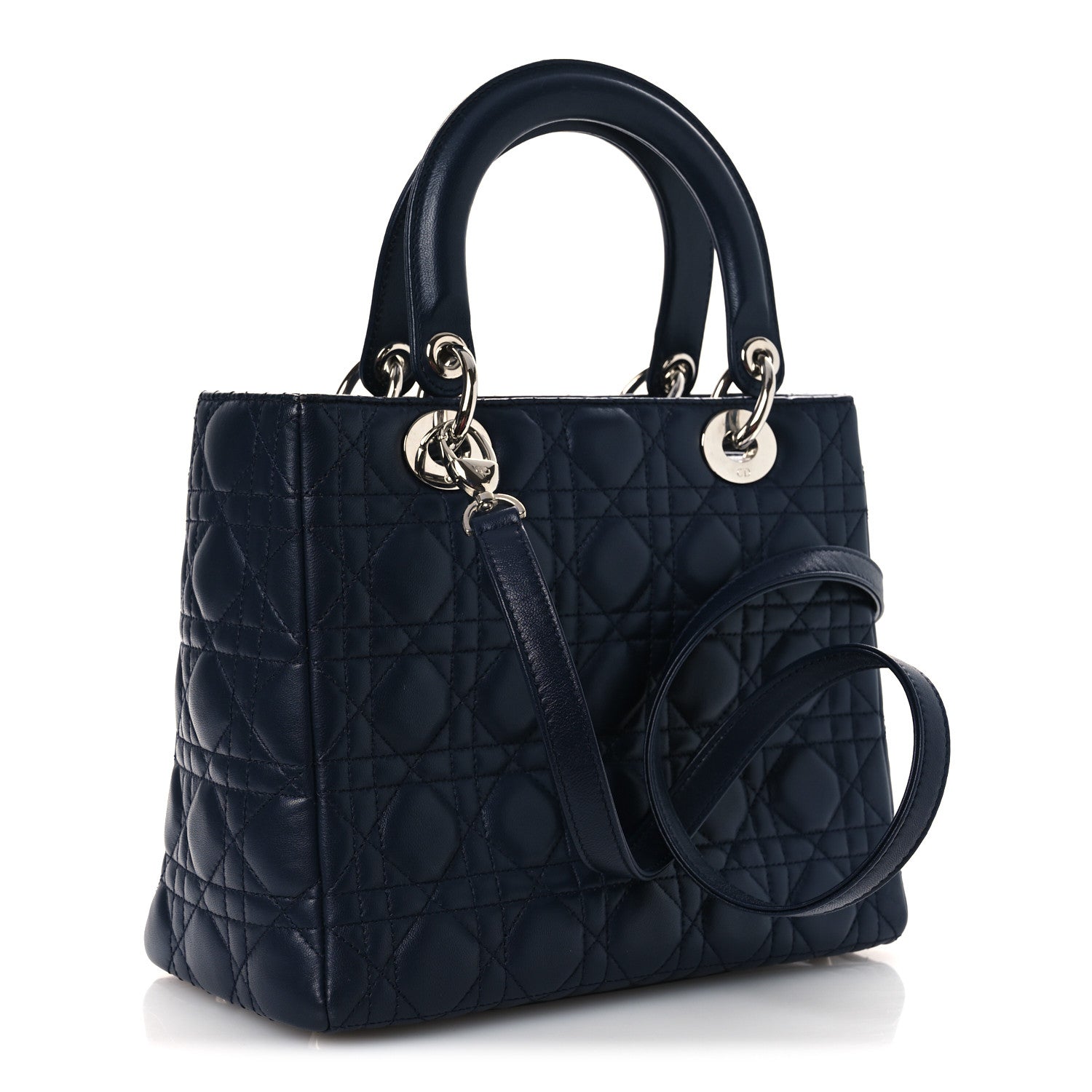 Lambskin Cannage Medium Lady Dior Navy Blue