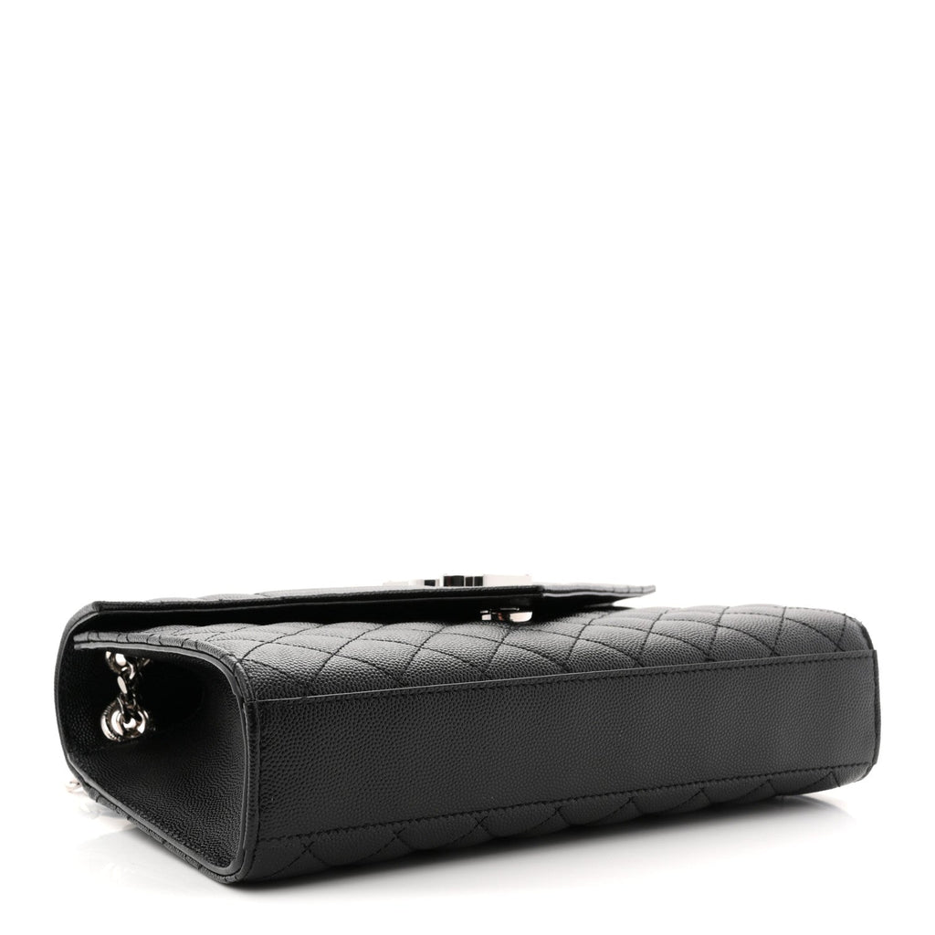 Grain De Poudre Textured Mixed Matelasse Triquilt Medium Monogram Satchel Black