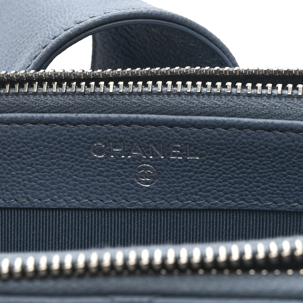 Caviar Quilted CC Box Clutch With Chain Blue