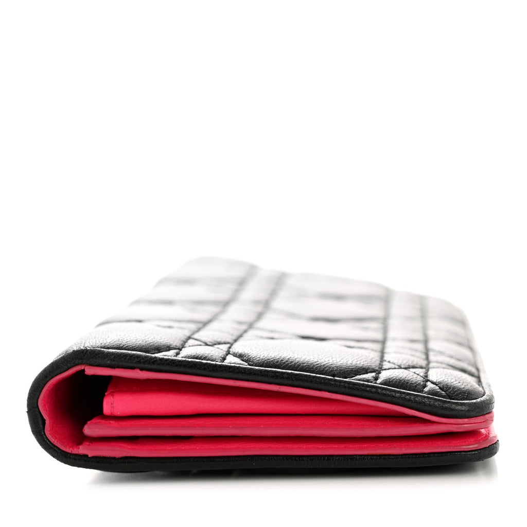 Lambskin Cannage Bi-Color Lady Dior Flap  Holder Black Pink