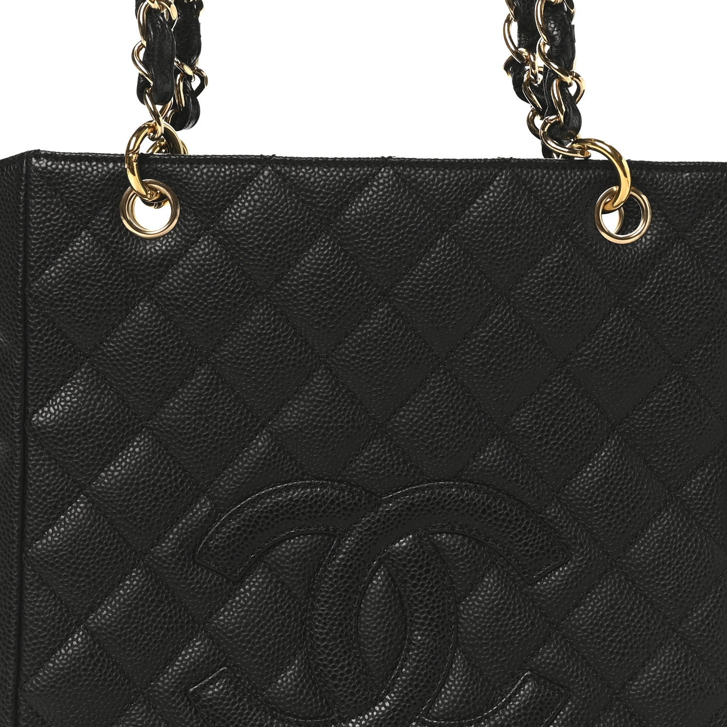 Caviar Quilted Petit Shopping Tote PST Black