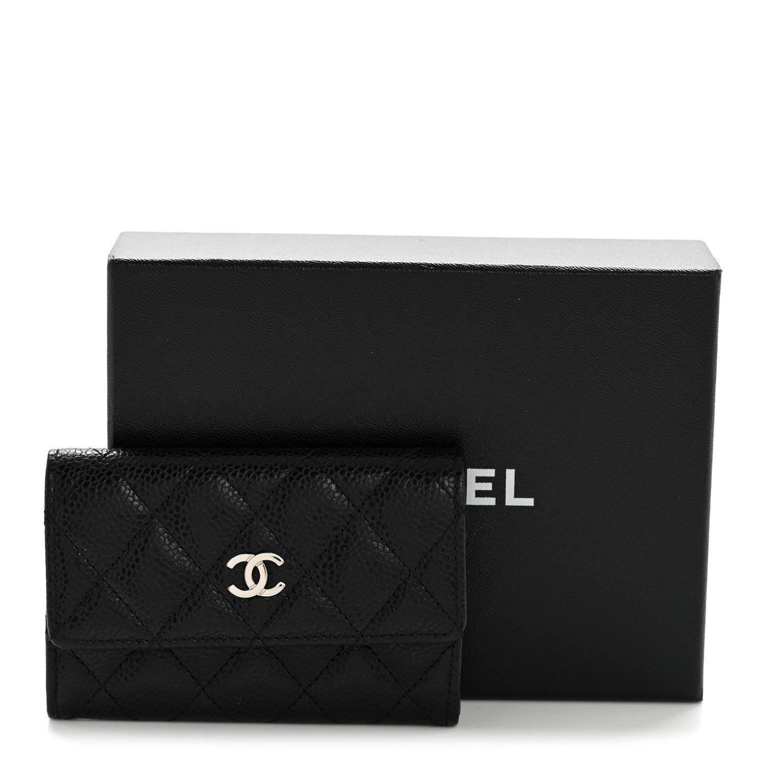 Caviar Quilted Flap  Holder Black