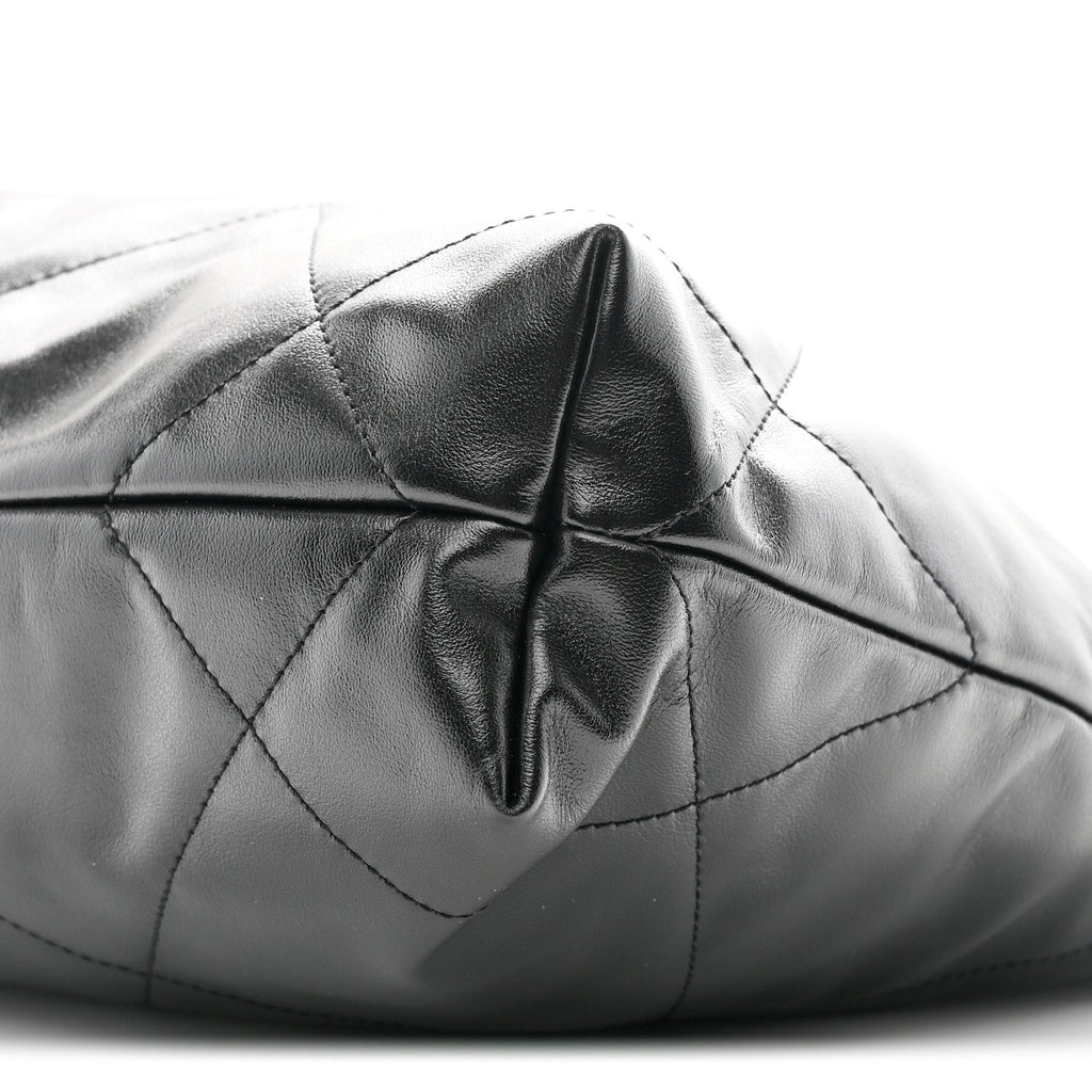 Shiny Calfskin Quilted Small Chanel 22 Black