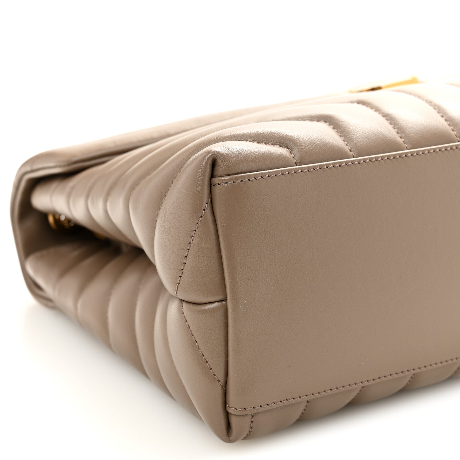 Calfskin Y Quilted Monogram Medium Loulou Chain Satchel Dark Beige