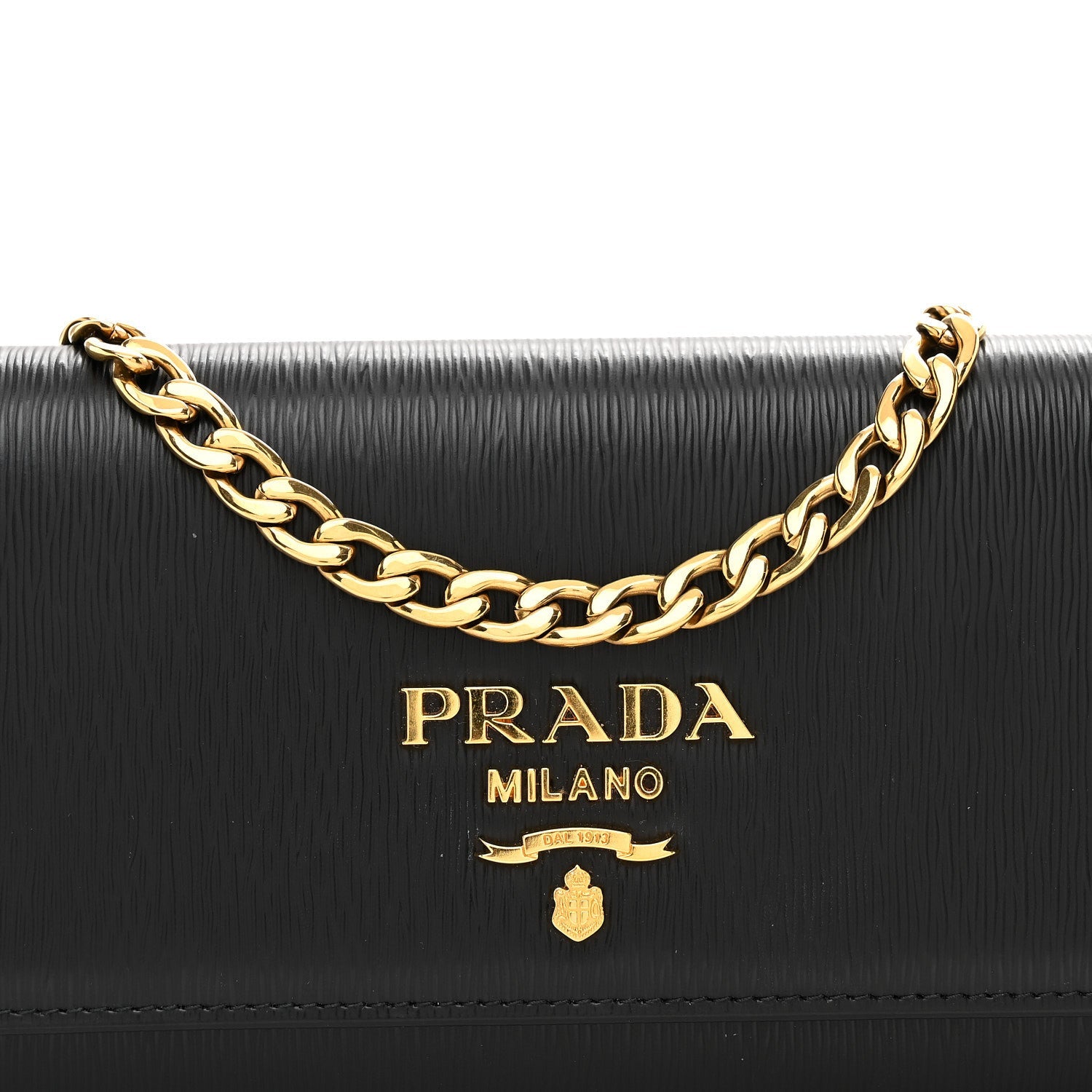 Vitello Move Metal Oro Chain Wallet Black