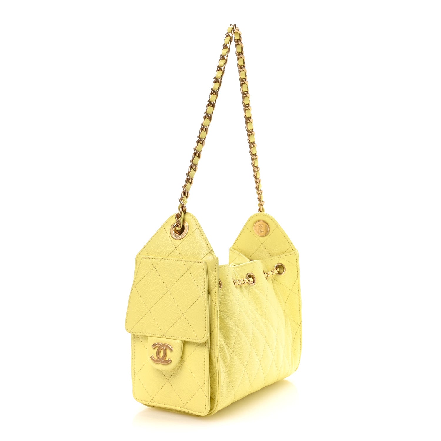 Caviar Quilted Mini Chanel 25 Handbag Light Yellow