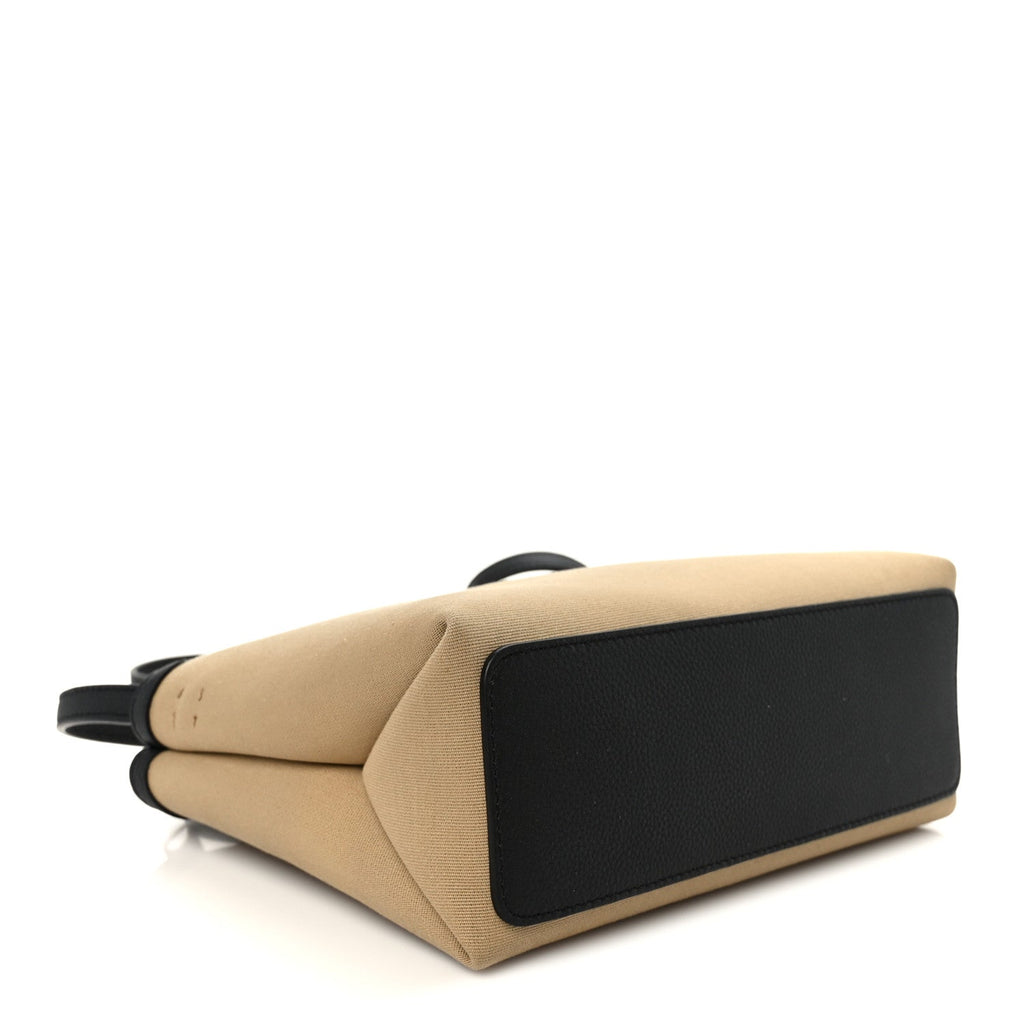 Canvas Calfskin Medium Lina Crossbody Bag Black Honey