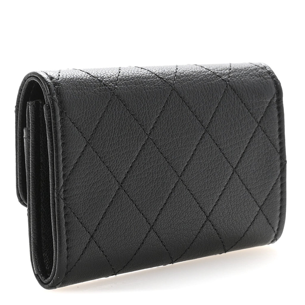 Goatskin Quilted Flap  Holder Black