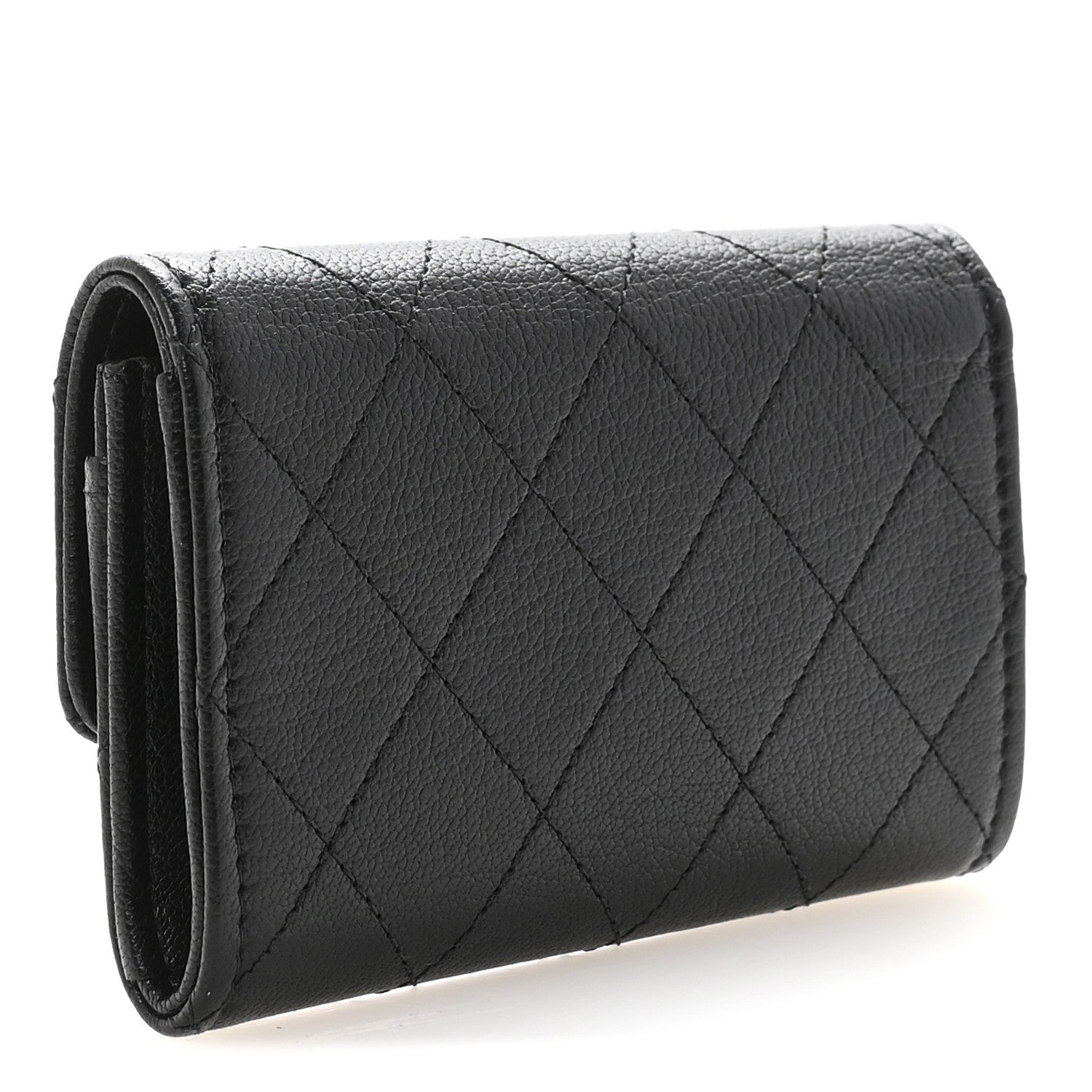 Goatskin Quilted Flap  Holder Black