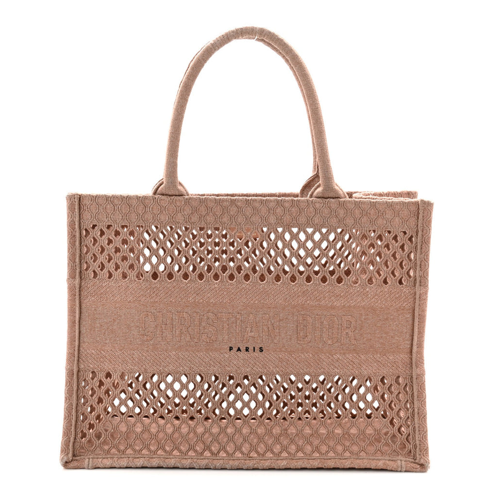 Mesh Embroidered Medium Book Tote Clay