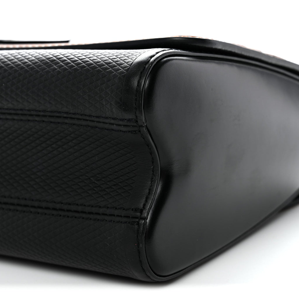 Calfskin Trompe L'oeil Twist Shoulder Bag MM Black Brown