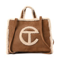 X UGG Suede Shearling Medium Shopping Bag Chestnut