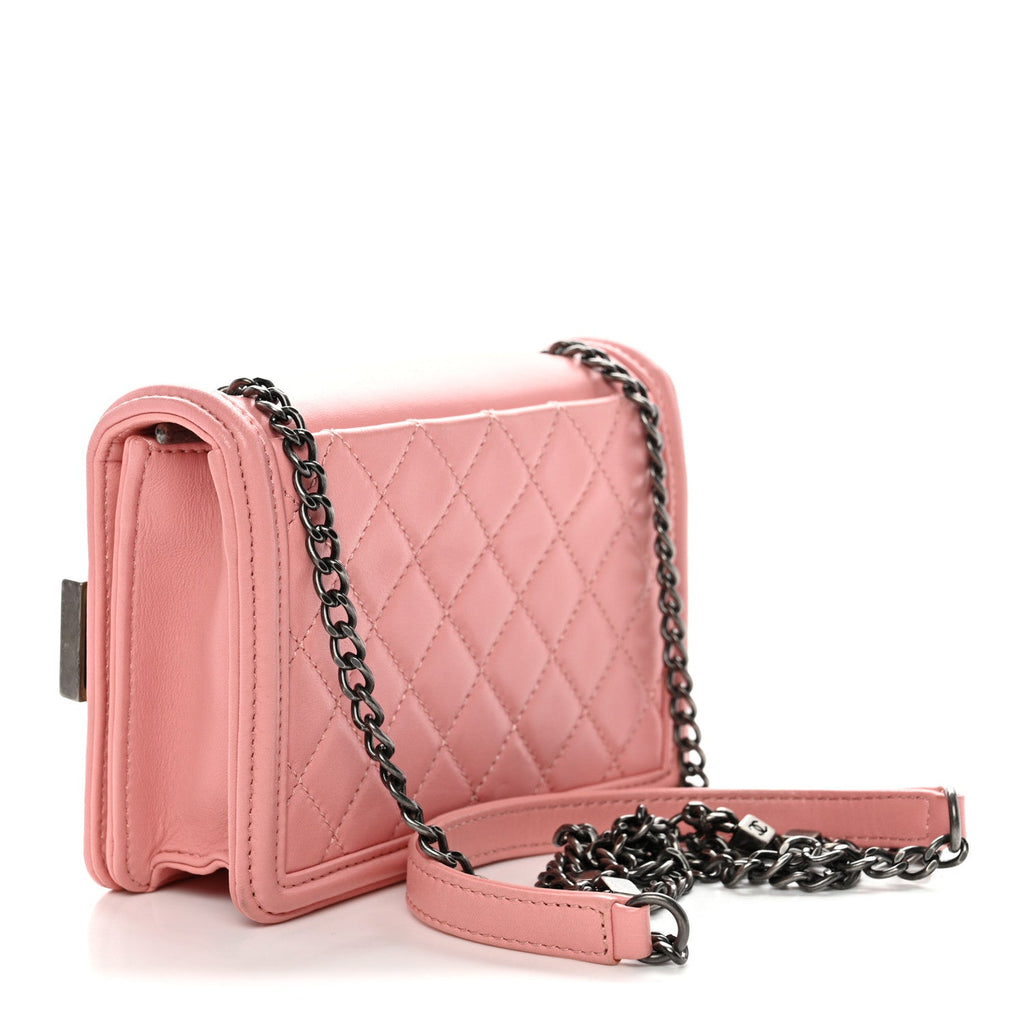 Lambskin Plexiglass Boy Brick Flap Pink