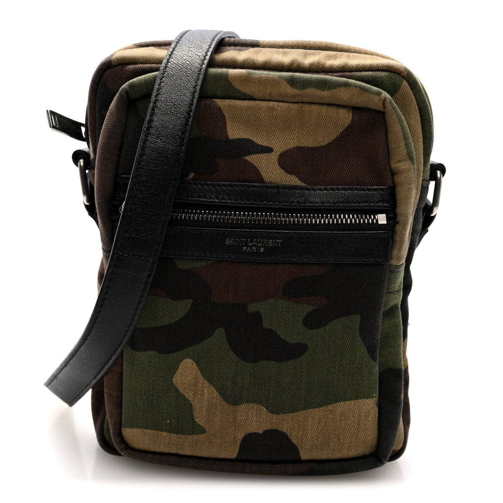 Canvas Calfskin Camouflage Sid Messenger Bag Green