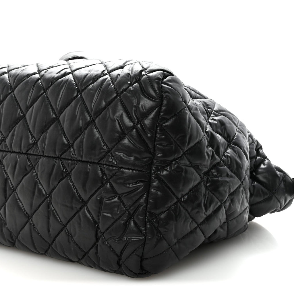 Nylon Quilted Medium Coco Cocoon Tote Black