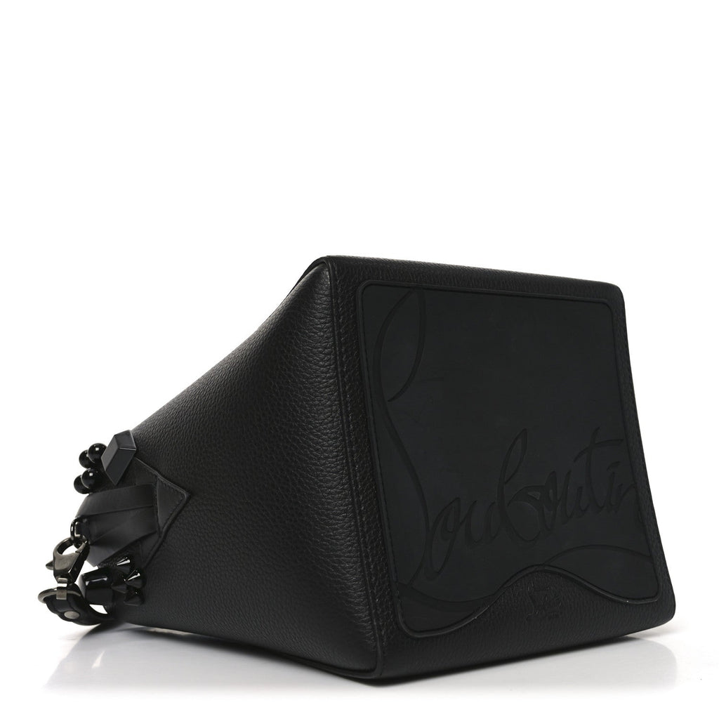Calfskin Empire Spike Studded Mini Cabachic Bucket Bag Black