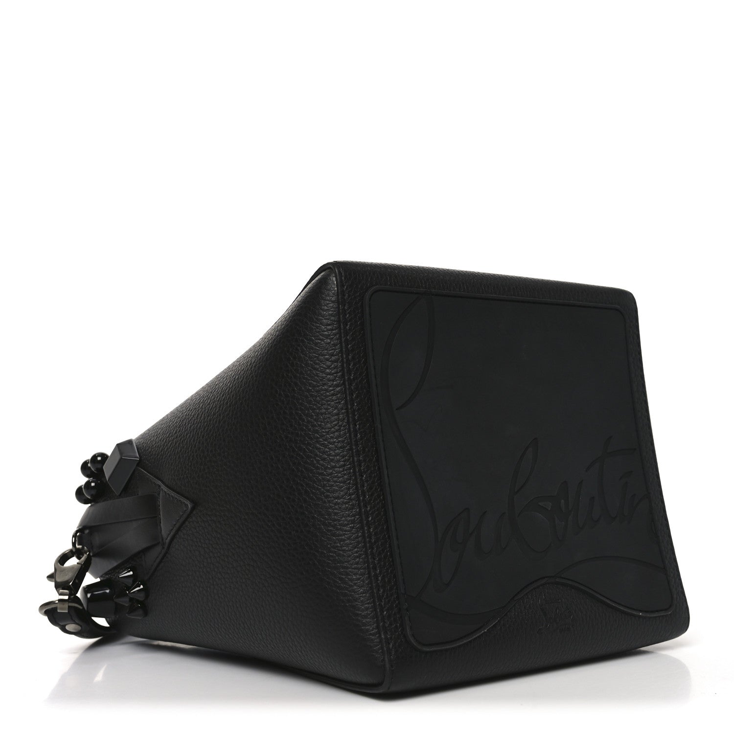Calfskin Empire Spike Studded Mini Cabachic Bucket Bag Black