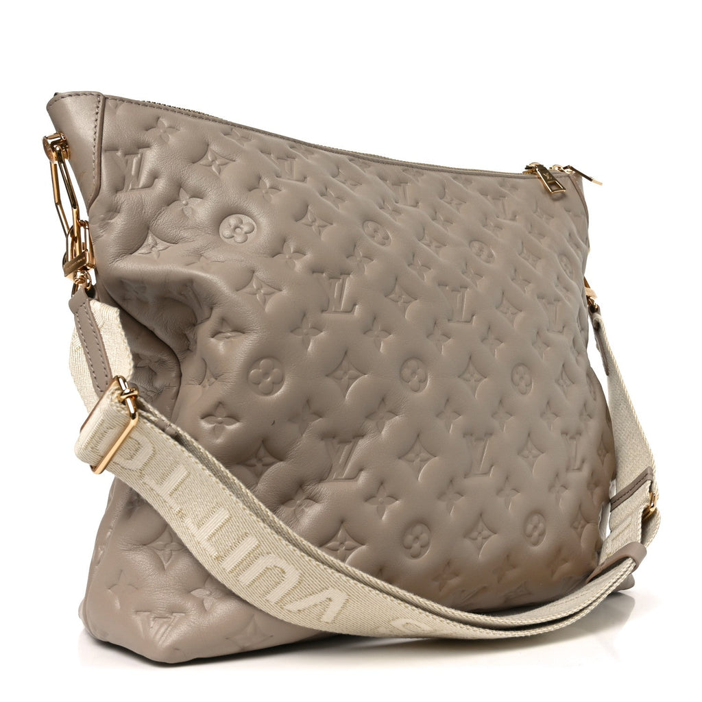 Lambskin Embossed Monogram Coussin Hobo MM Galet