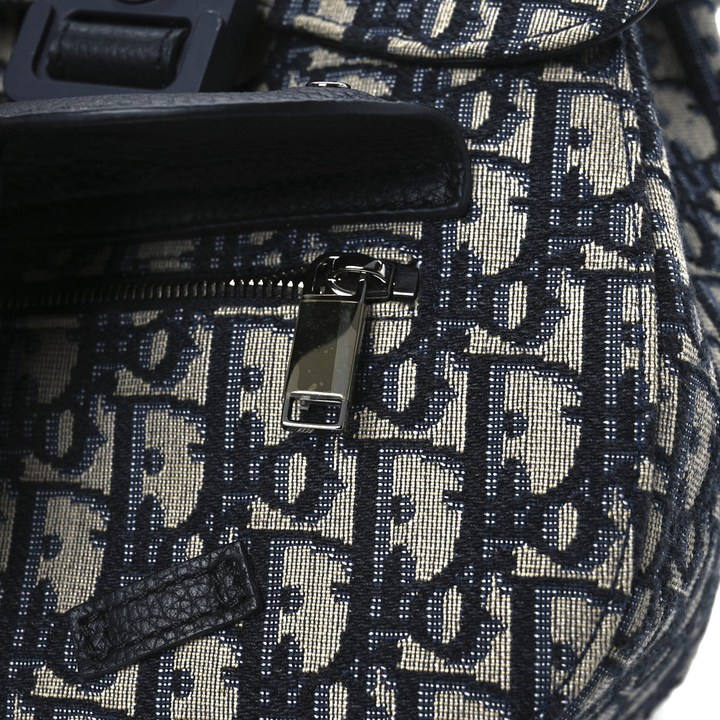 HOMME Oblique Calfskin Mens Mini Saddle Backpack Navy Blue