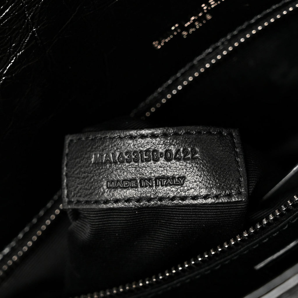 Crinkled Calfskin Matelasse Monogram Medium Niki Chain Satchel Black