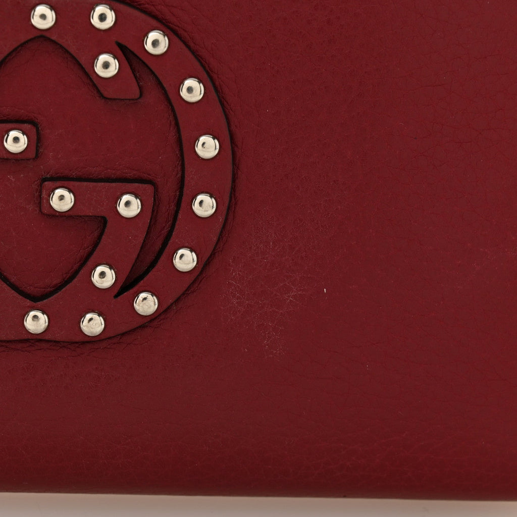 Pebbled Calfskin Studded Soho Zip Around Wallet Soft Burgundy