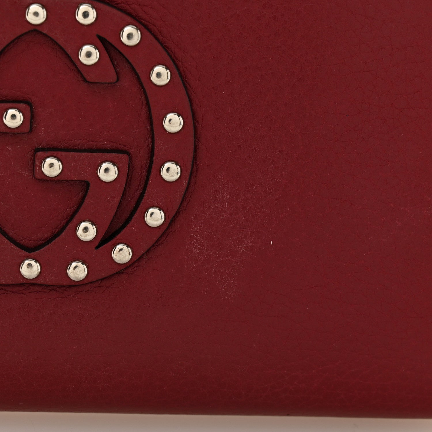 Pebbled Calfskin Studded Soho Zip Around Wallet Soft Burgundy