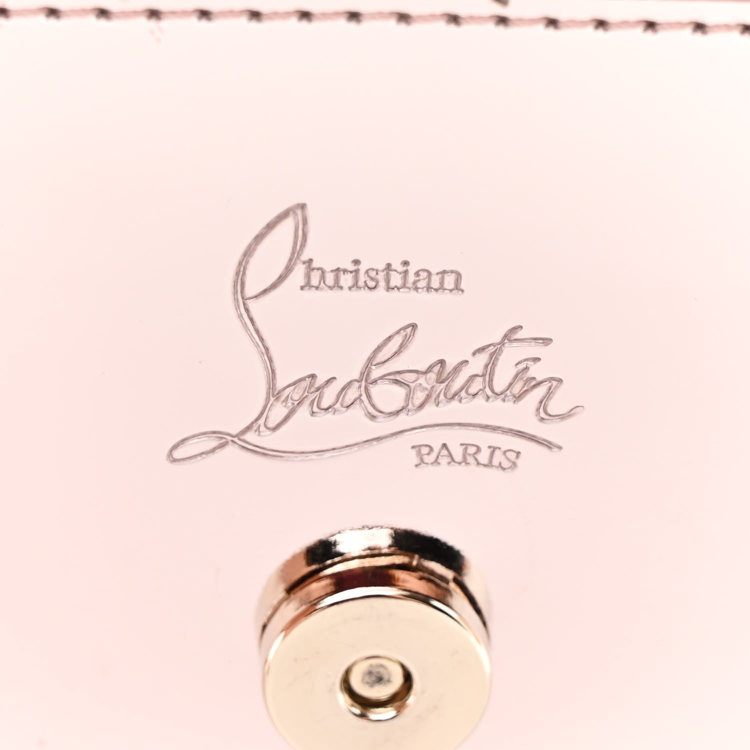 Metallic Patent Calfskin Spikes Loubinthesky Paloma Clutch Pink