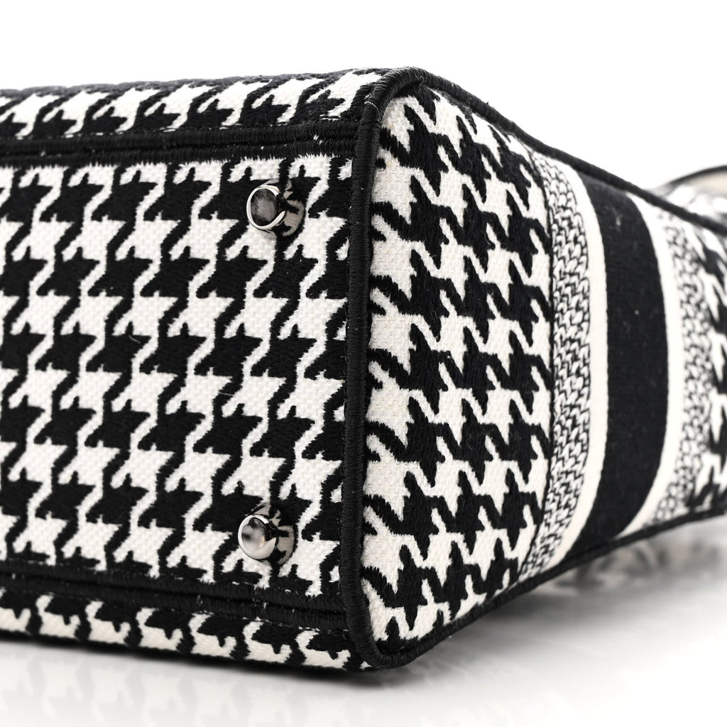 Canvas Houndstooth Embroidered Medium Lady D-Lite Black White