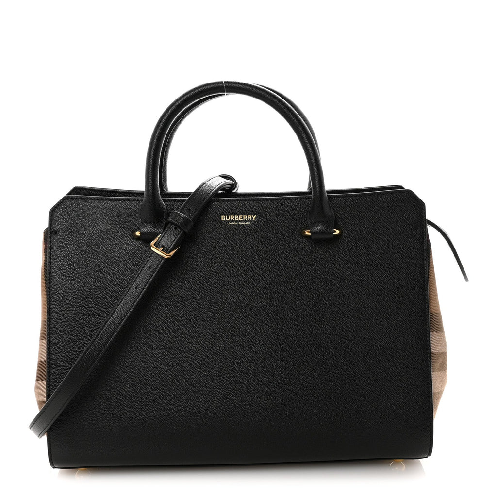 Calfskin Mega Check Small Banwell Tote Black