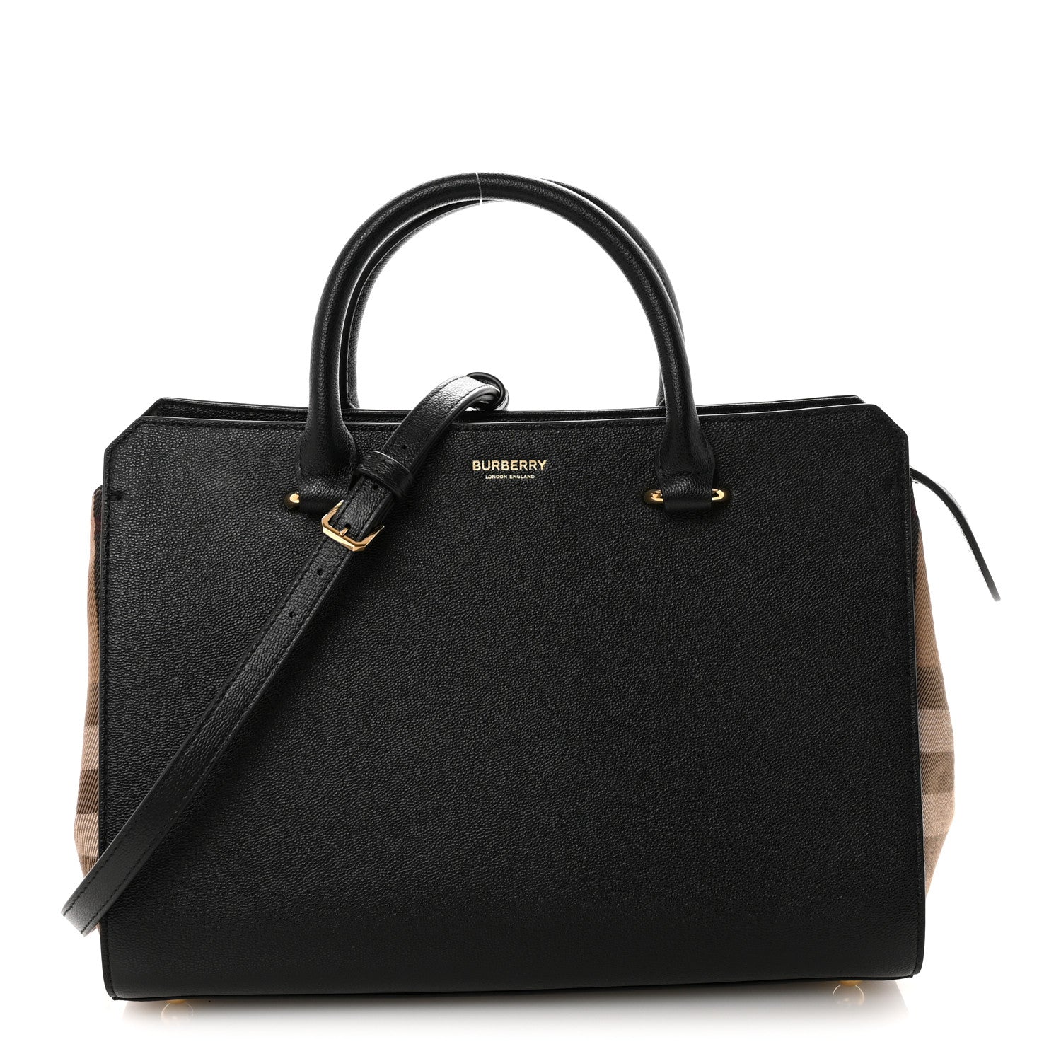 Calfskin Mega Check Small Banwell Tote Black