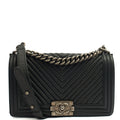 Chanel Cross Body Chevron Boy in Grey, Leather