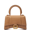 Balenciaga Mini Bag Hourglass Top Handle Small in Neutral, Exotic Effect Leather