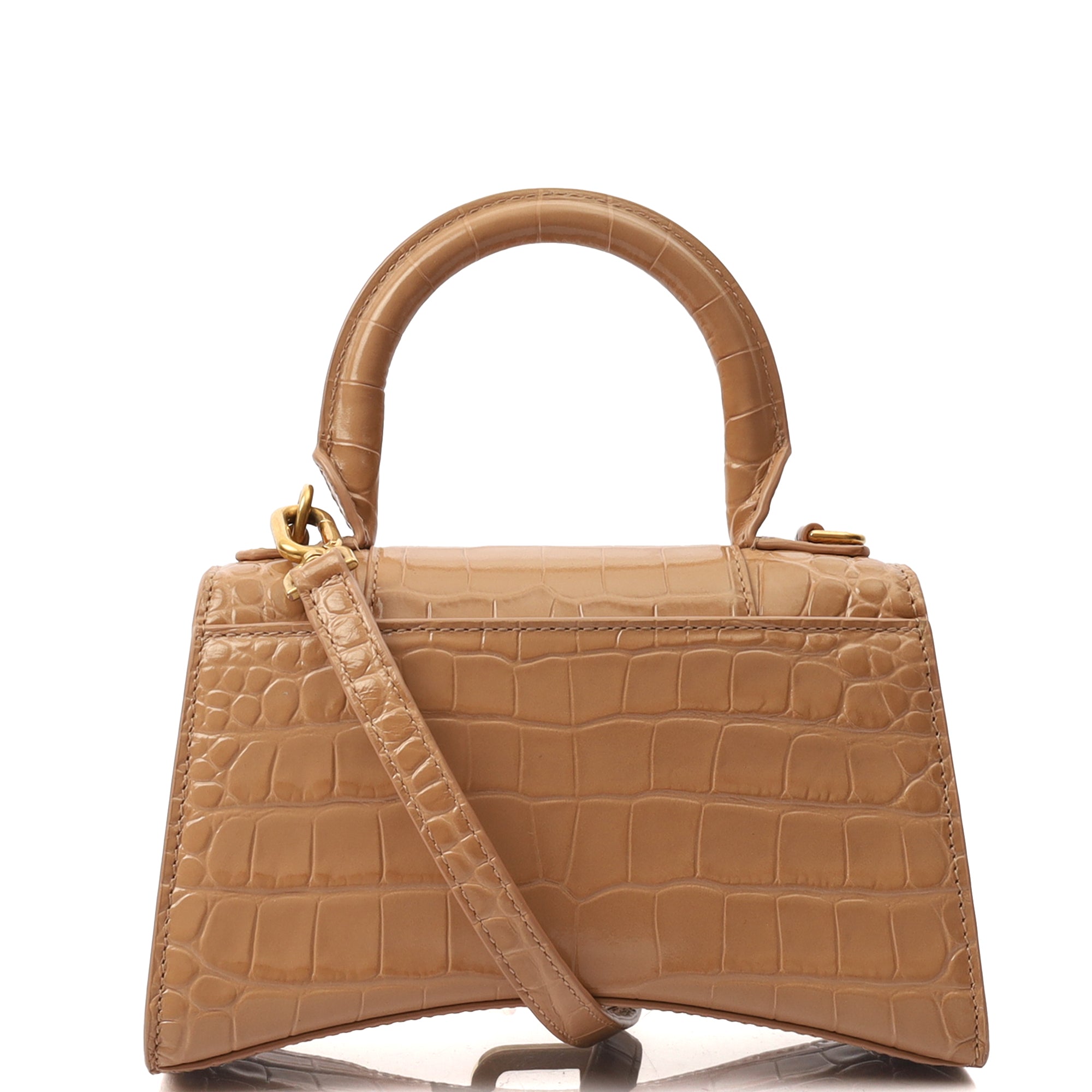 Balenciaga Mini Bag Hourglass Top Handle Small in Neutral, Exotic Effect Leather