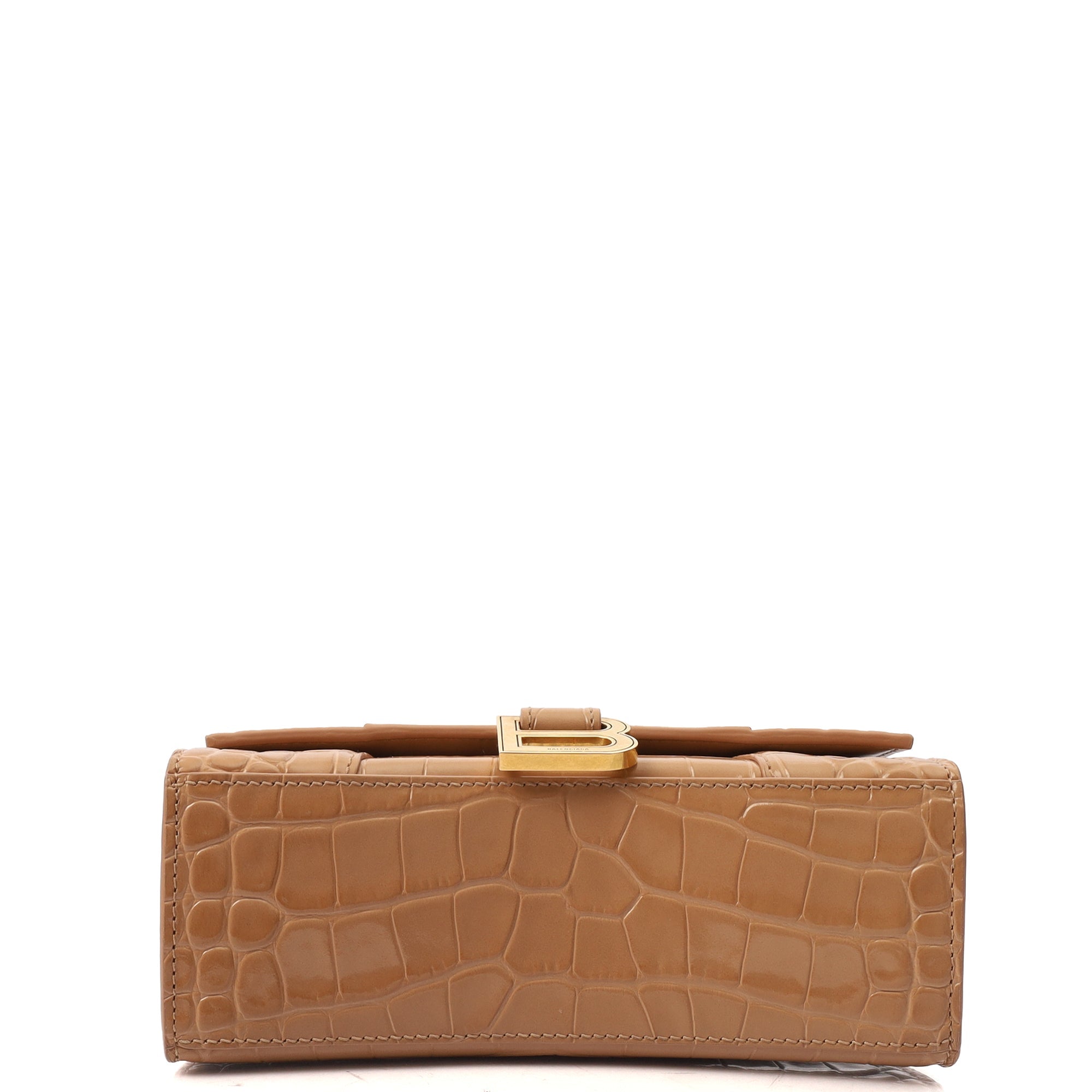 Balenciaga Mini Bag Hourglass Top Handle Small in Neutral, Exotic Effect Leather