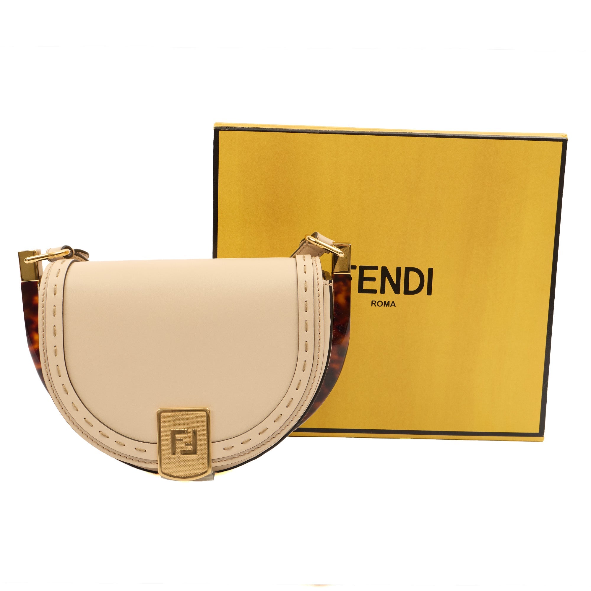 Fendi Cross Body Moonlight in Neutral, Leather