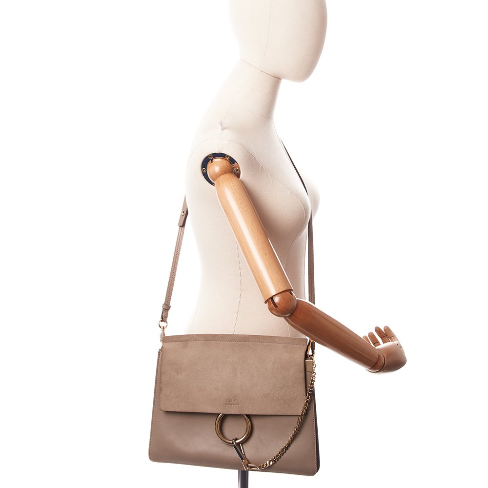 Chloe Shoulder Bag Faye Shoulder Bag in Grey, Calfskin Leather