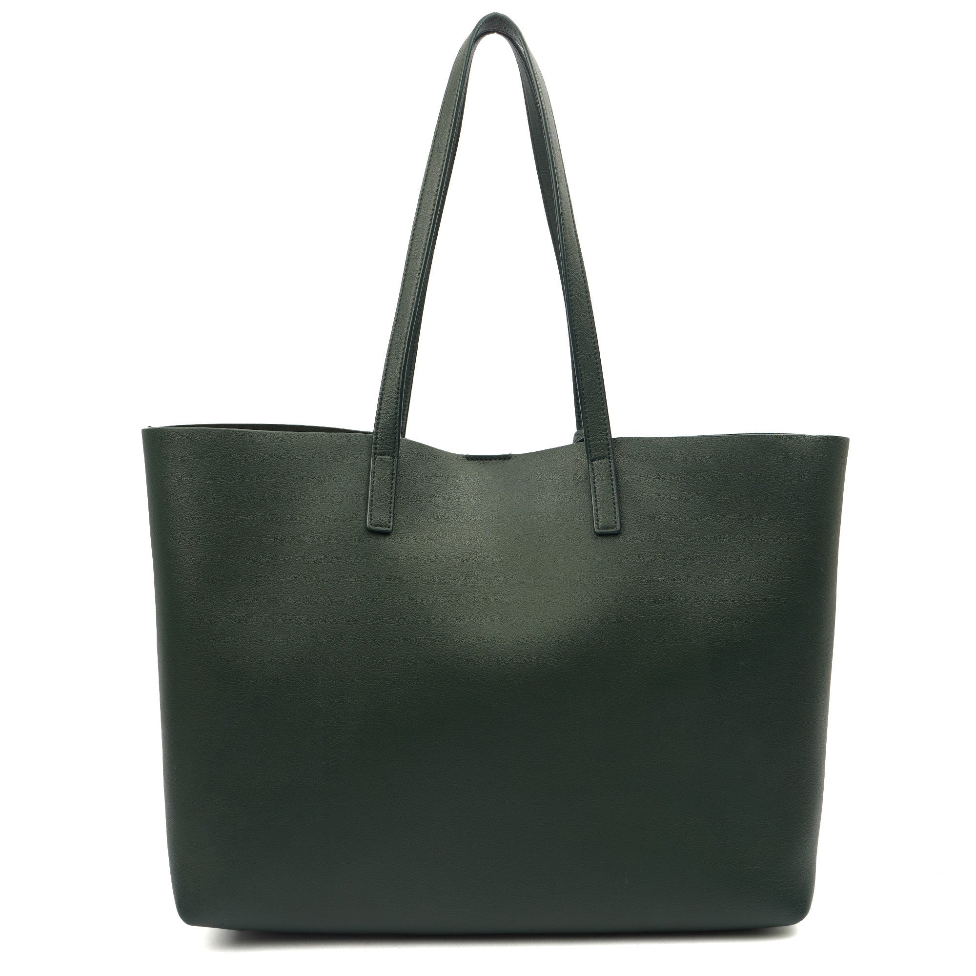 Saint Laurent Tote Shopping East West in Green, Calfskin Leather