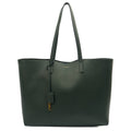 Saint Laurent Tote Shopping East West in Green, Calfskin Leather