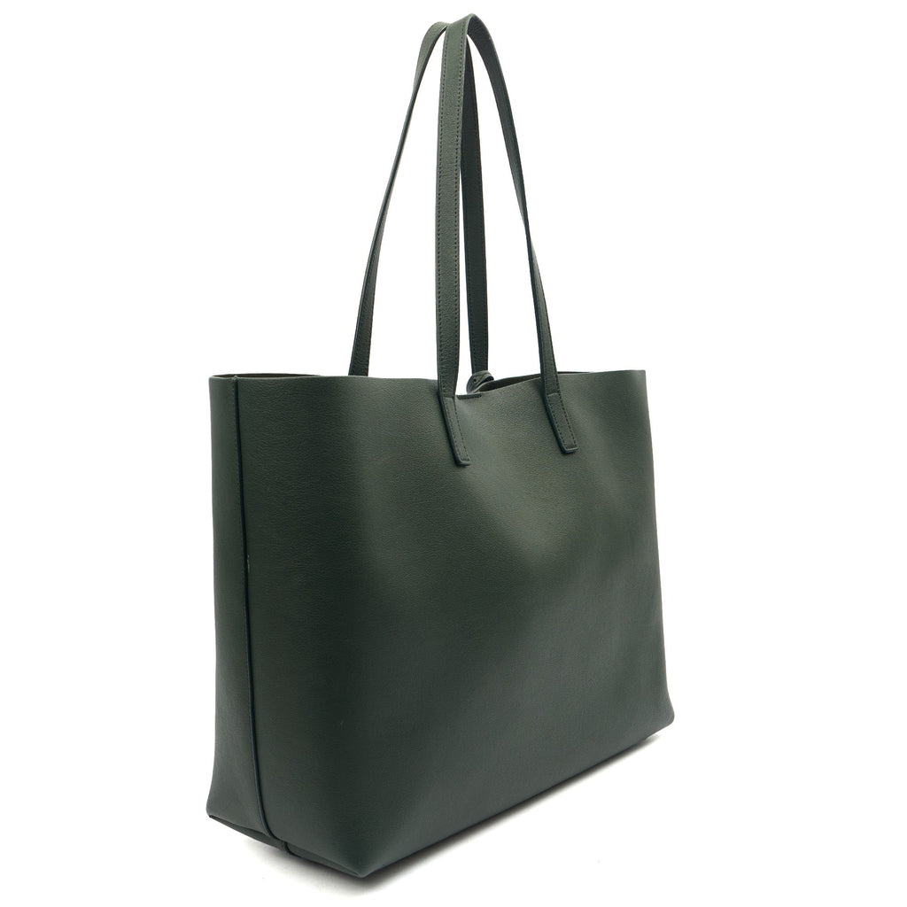 Saint Laurent Tote Shopping East West in Green, Calfskin Leather