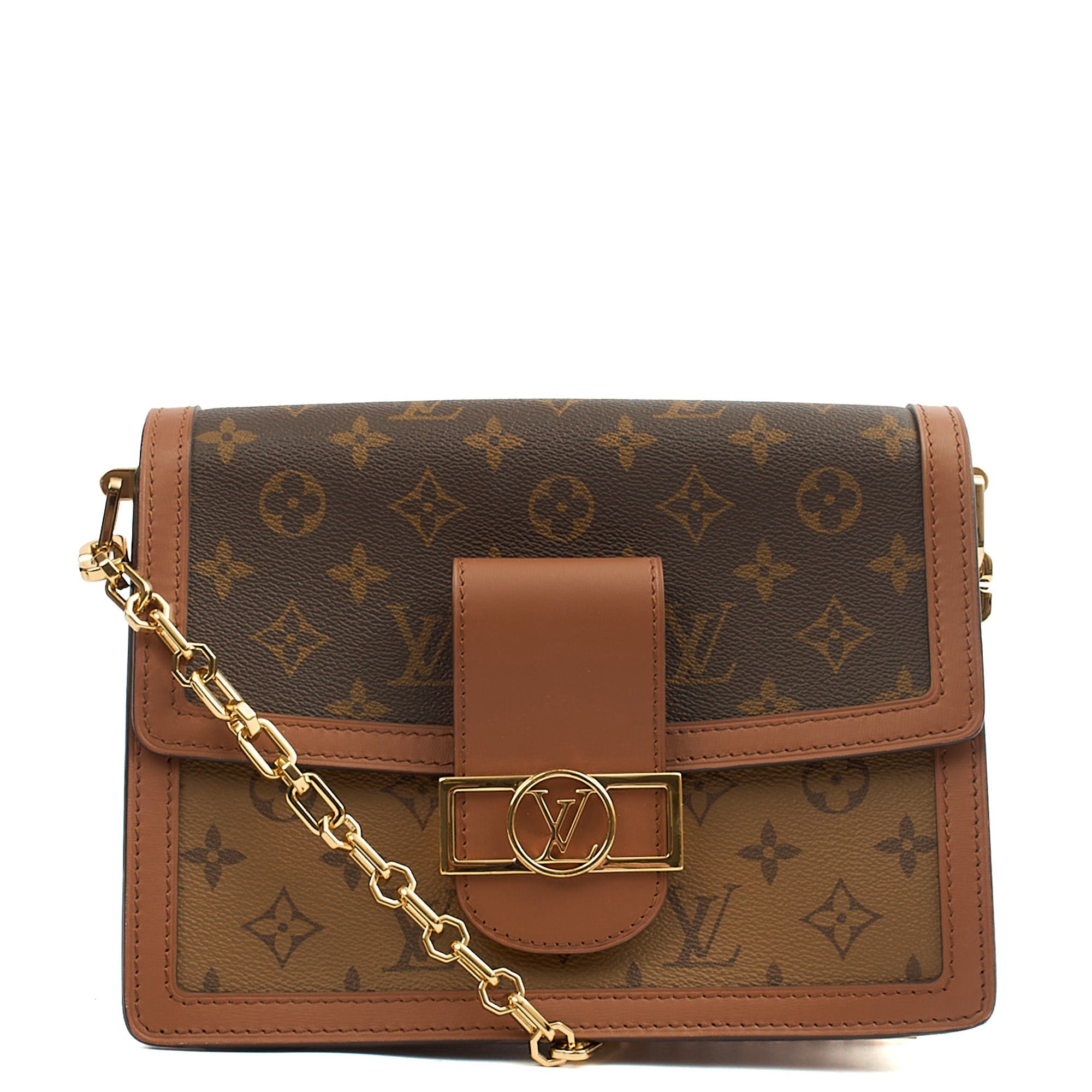 Louis Vuitton Cross Body Dauphine MM Bag in Reverse Monogram, Canvas