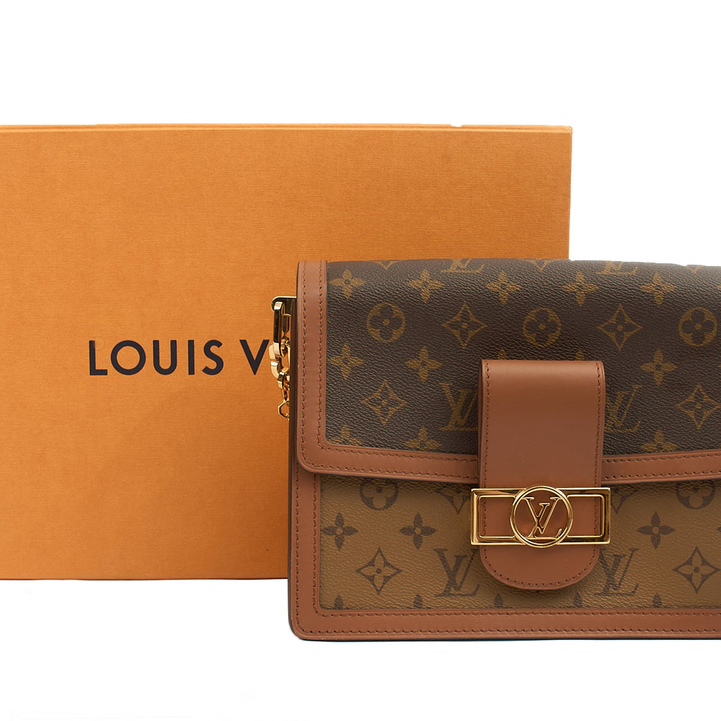 Louis Vuitton Cross Body Dauphine MM Bag in Reverse Monogram, Canvas