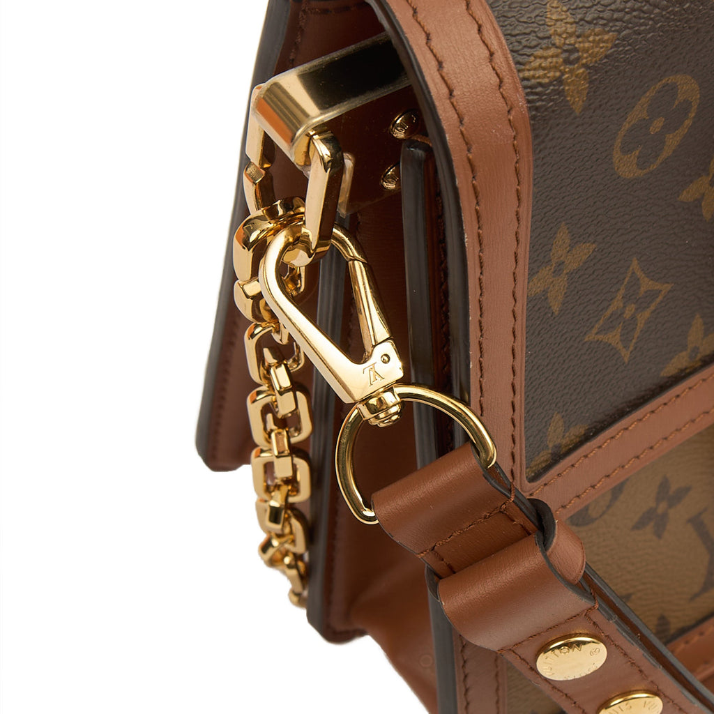 Louis Vuitton Cross Body Dauphine MM Bag in Reverse Monogram, Canvas
