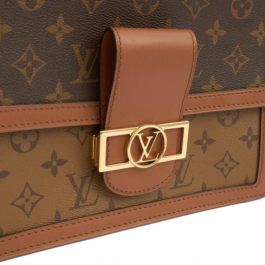 Louis Vuitton Cross Body Dauphine MM Bag in Reverse Monogram, Canvas