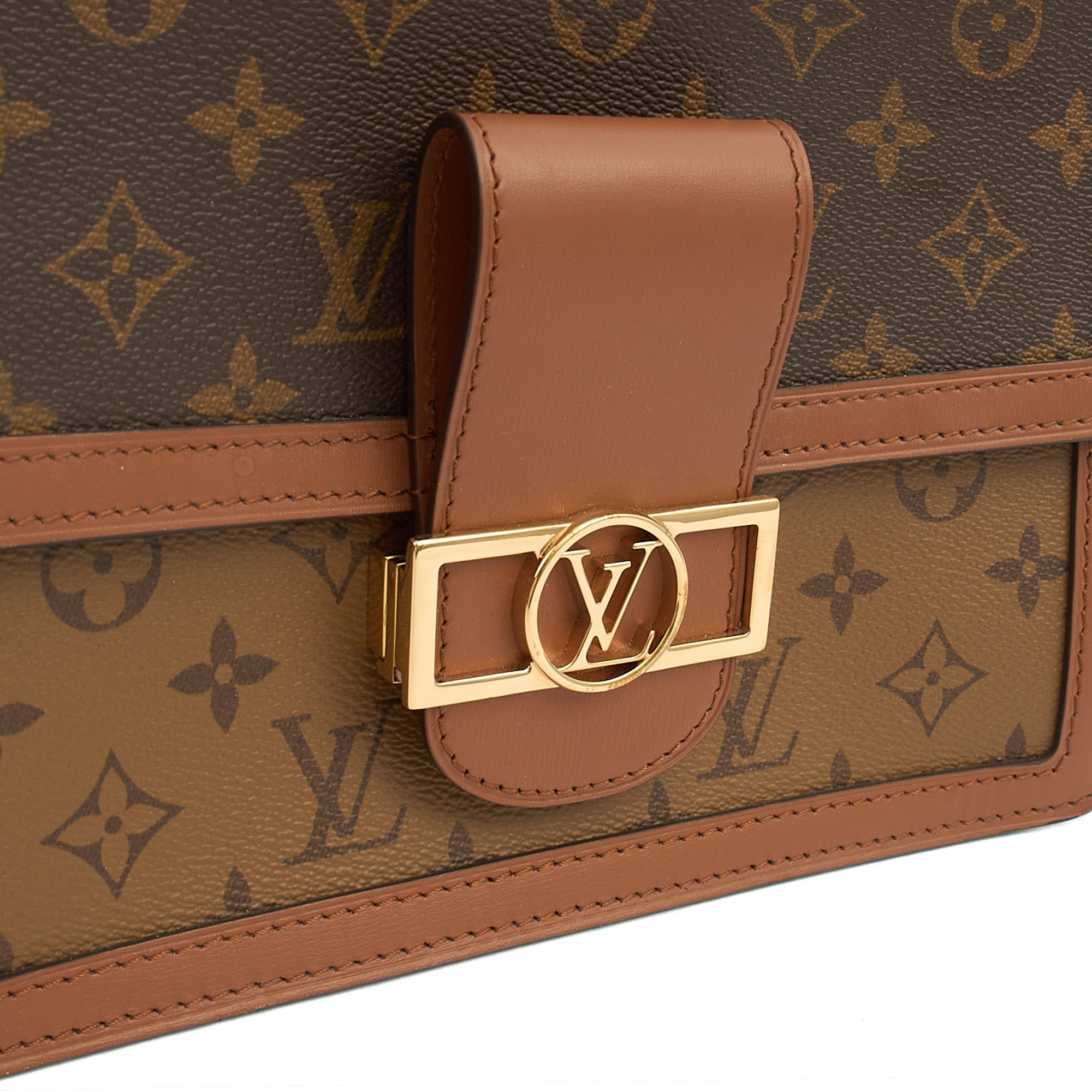 Louis Vuitton Cross Body Dauphine MM Bag in Reverse Monogram, Canvas