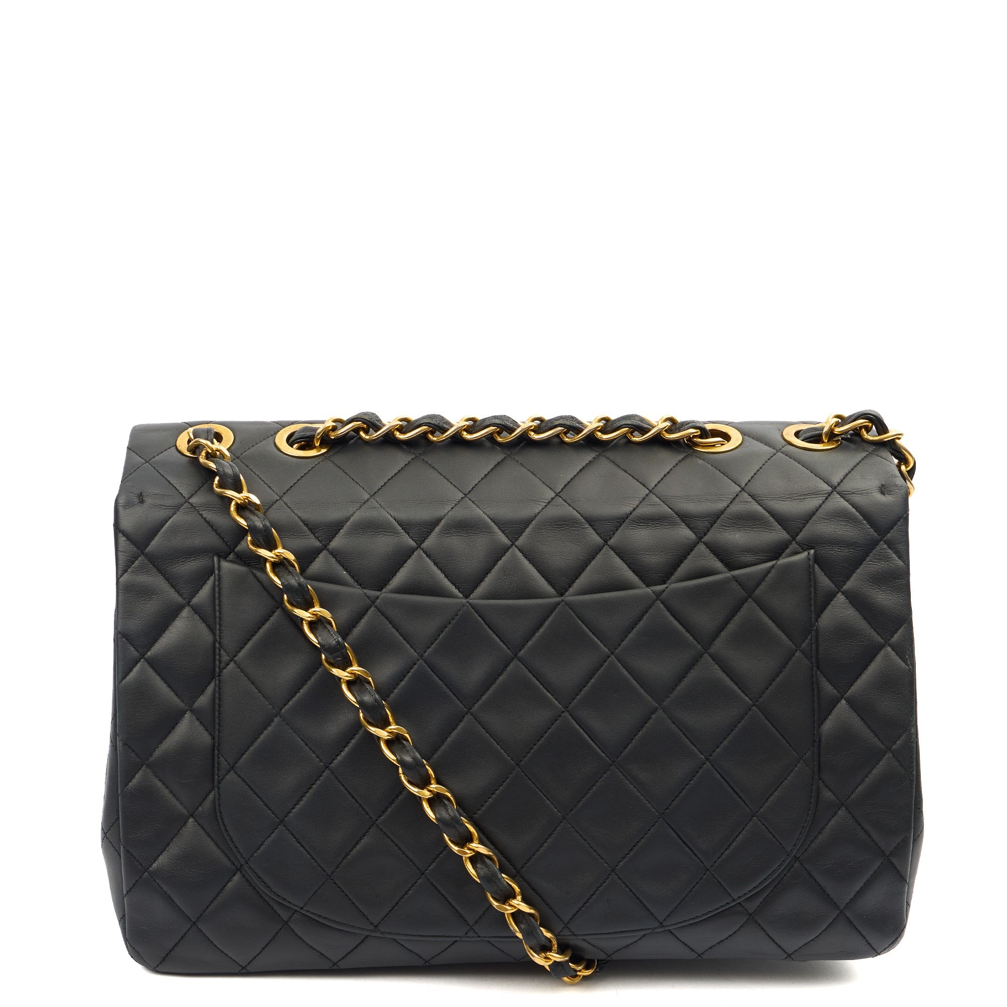 Chanel Shoulder Bag Maxi Jumbo XL in Black, Lambskin Leather