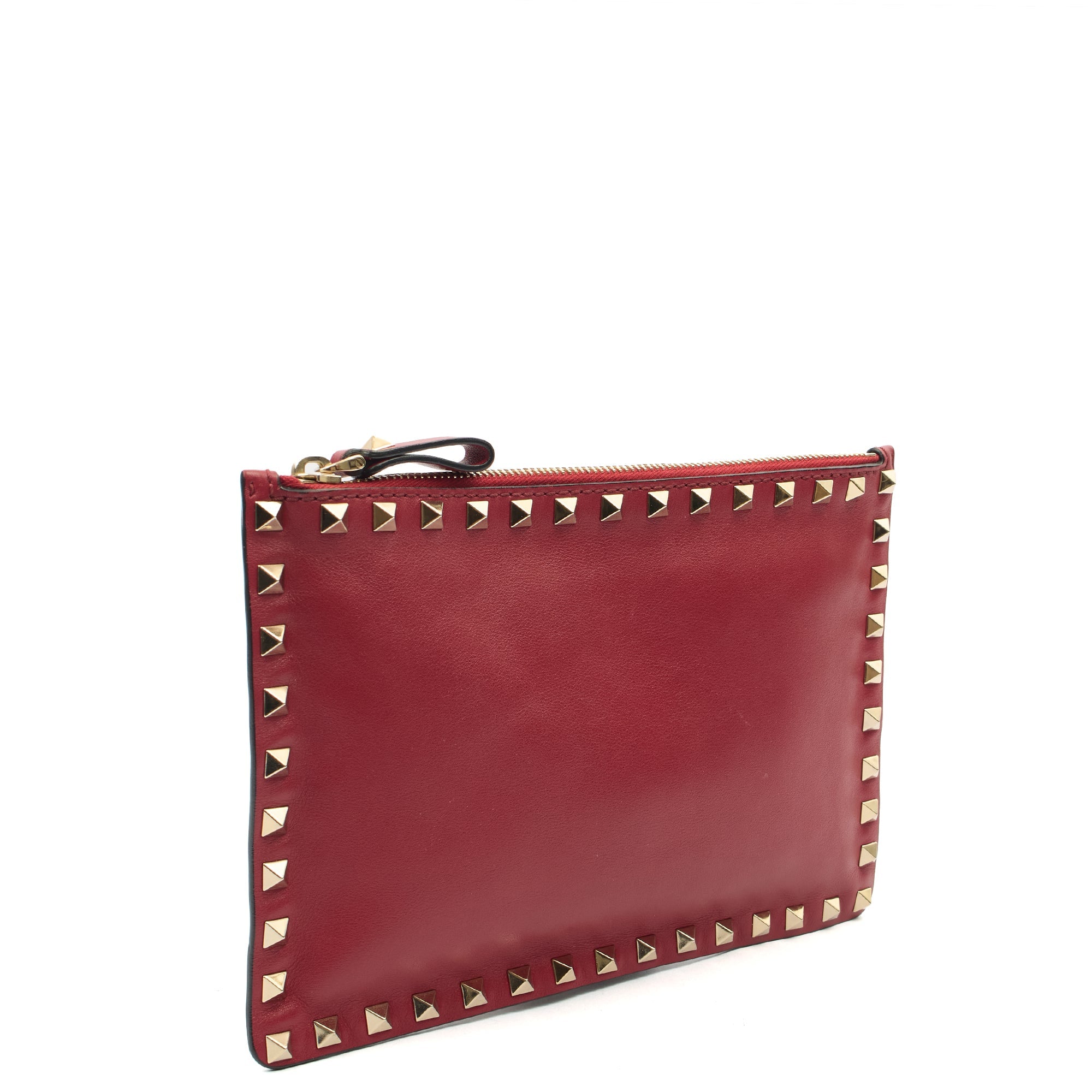 Valentino Clutch Rockstud Pouch in Red, Leather