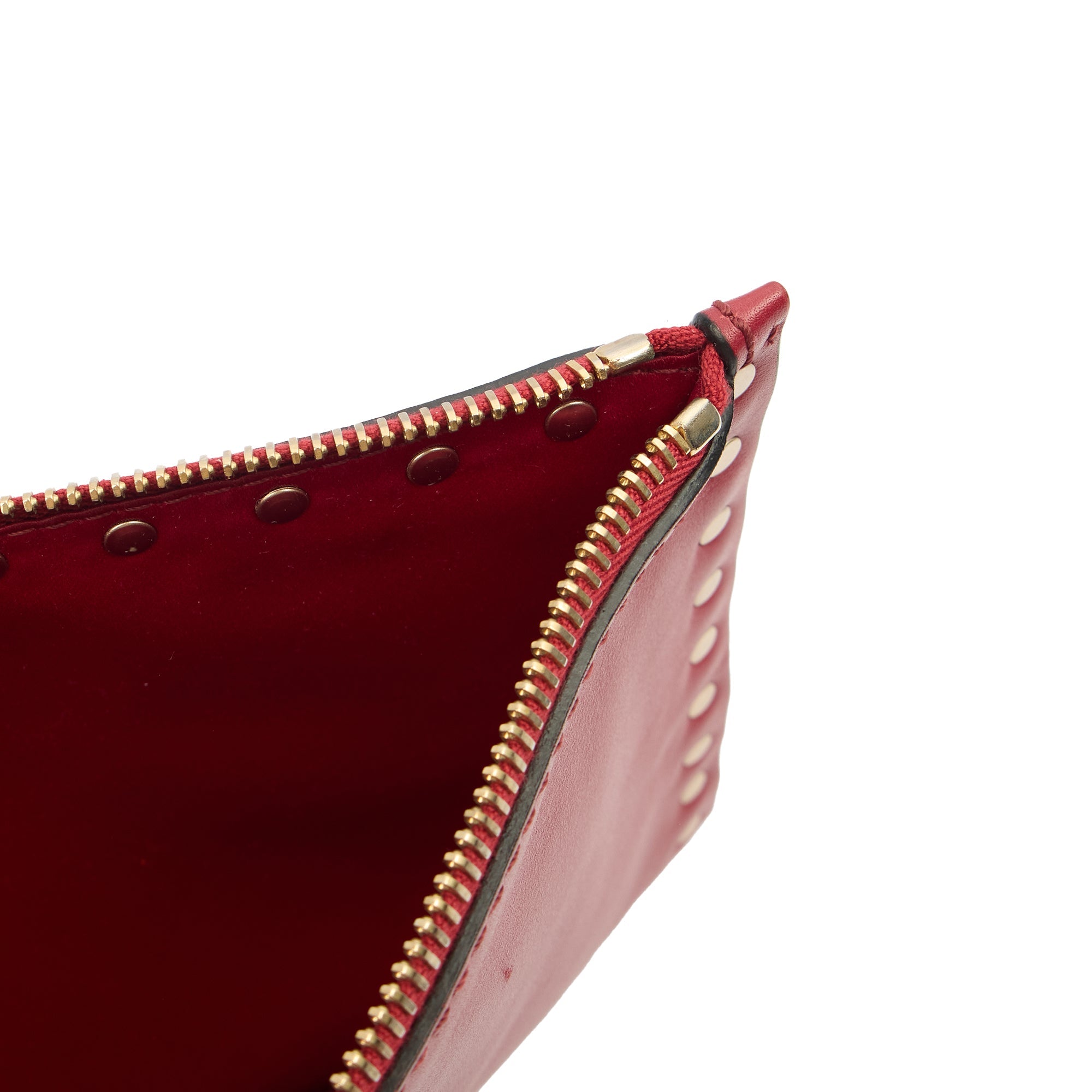 Valentino Clutch Rockstud Pouch in Red, Leather